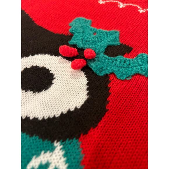 Owl Christmas Sweater Red Medium. The red and owl make it Perfect for Chi Omega - Picture 3 of 11